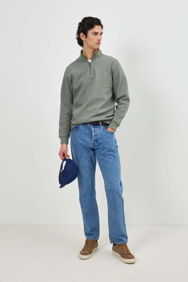 Camisola de malha com fecho