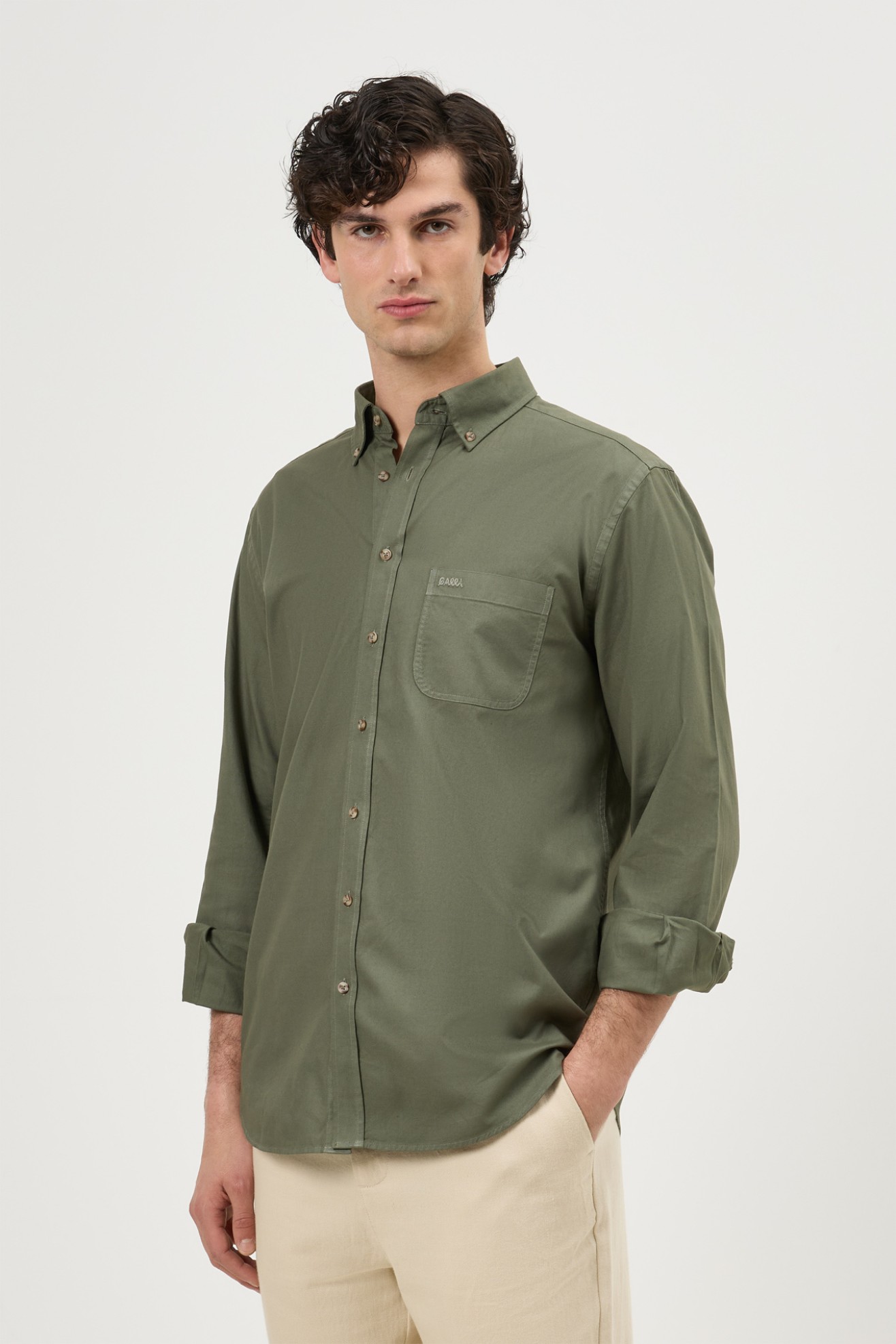 Camisa regular fit em algod�o