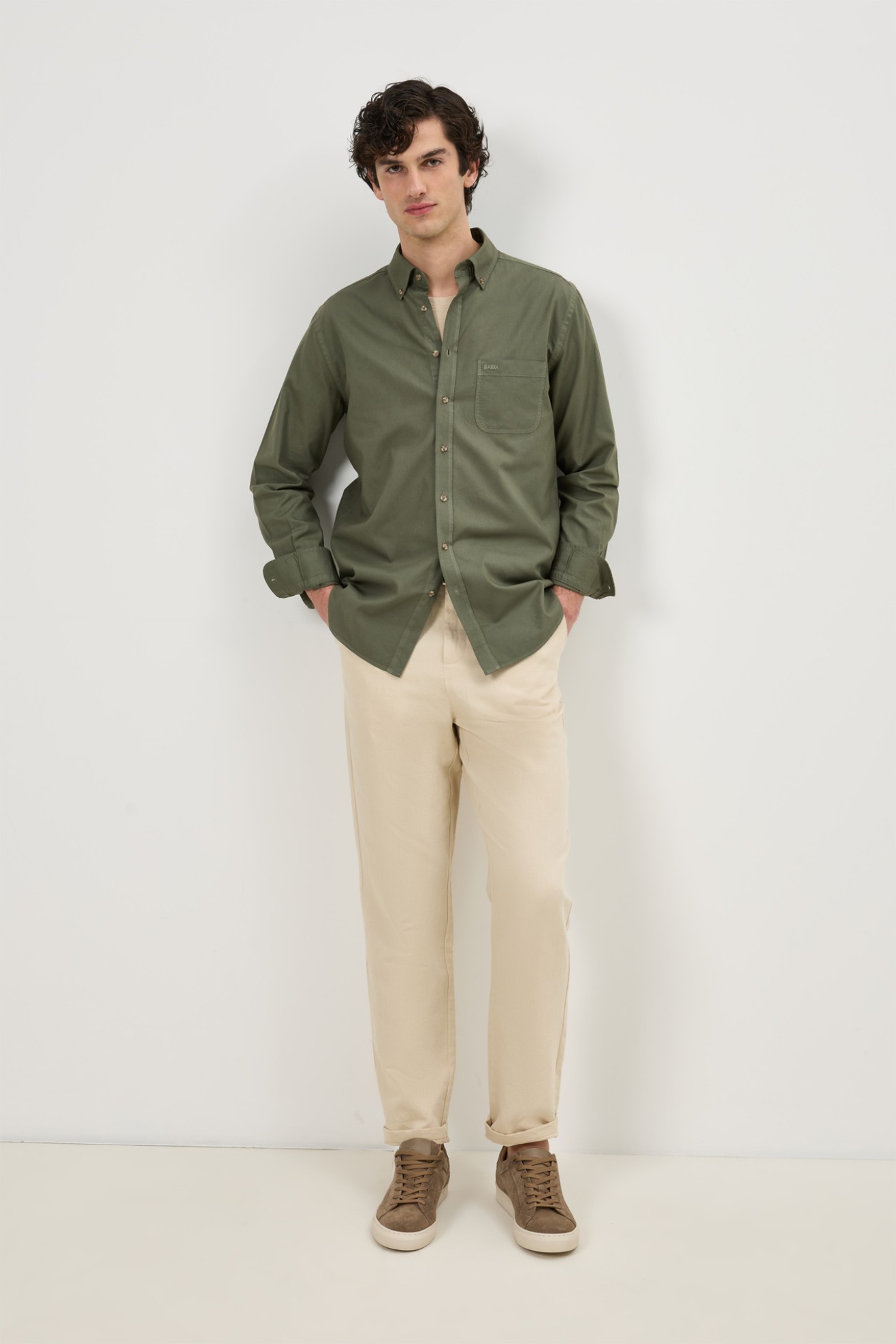 Camisa regular fit em algod�o