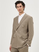 Fato cl�ssico em linho e algod�o regular fit