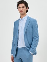Fato cl�ssico em algod�o e linho slim fit