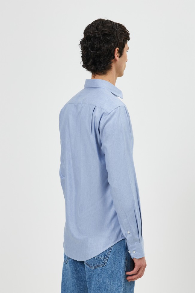 Camisa slim fit em algod�o e liocel