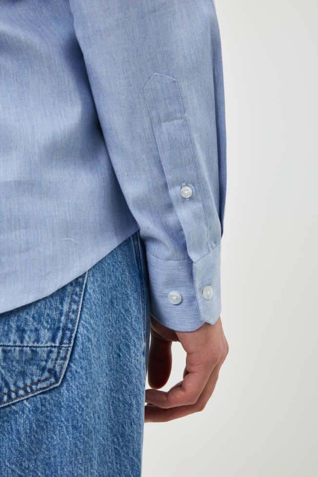 Camisa slim fit em algod�o e liocel