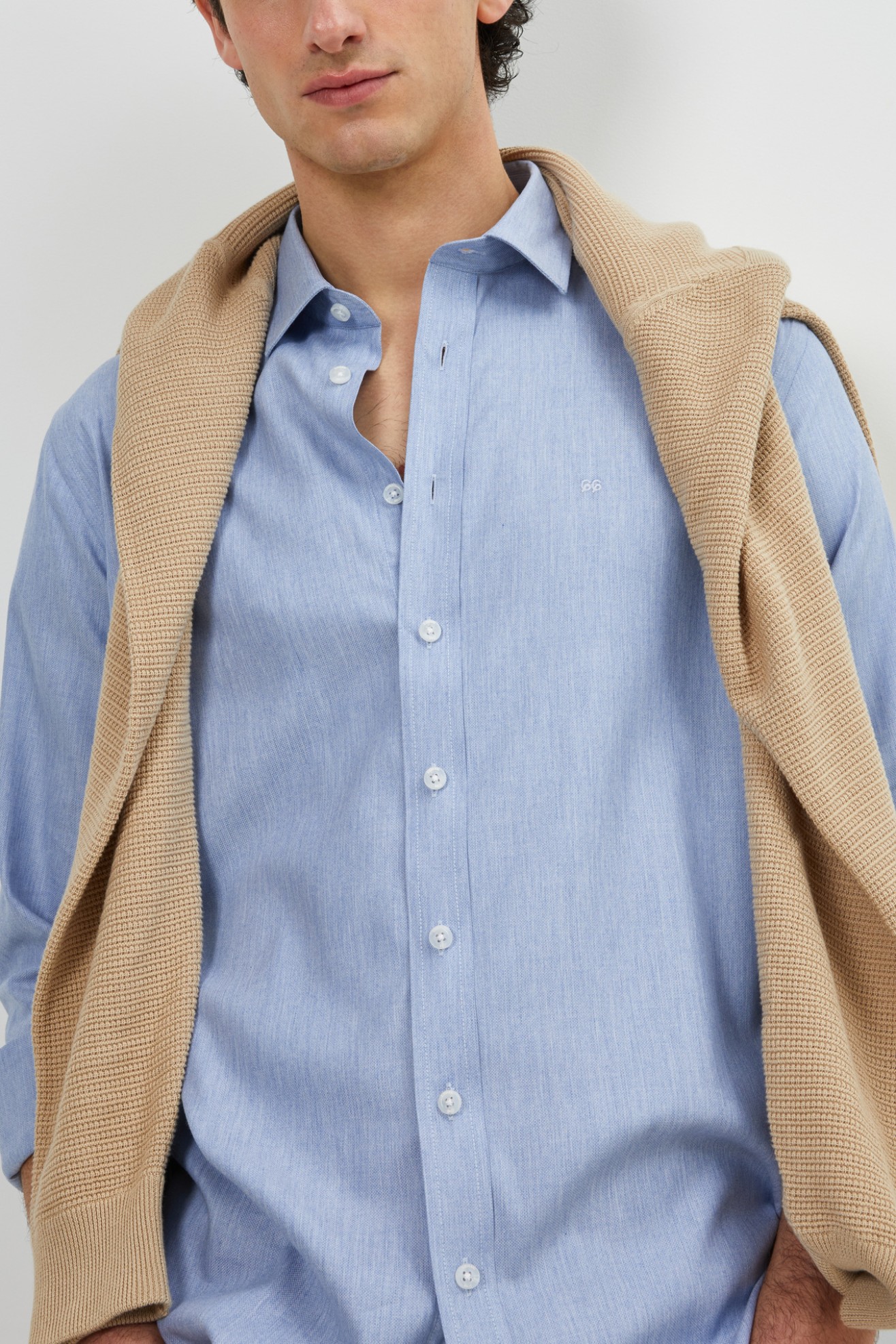 Camisa slim fit em algod�o e liocel