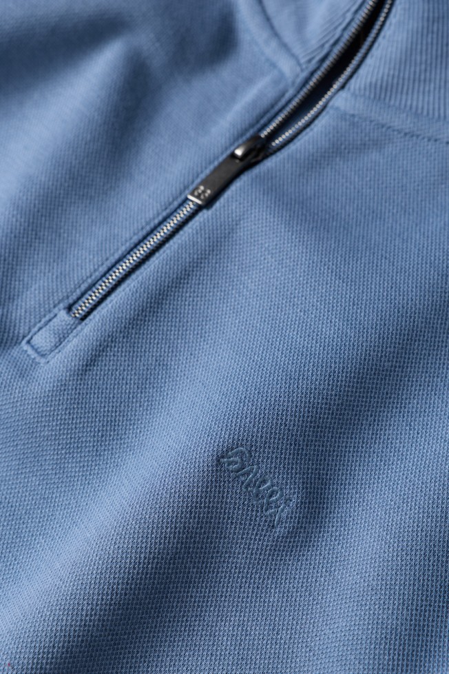 Camisola com fecho e gola alta azul Camisola com fecho e gola alta azul
