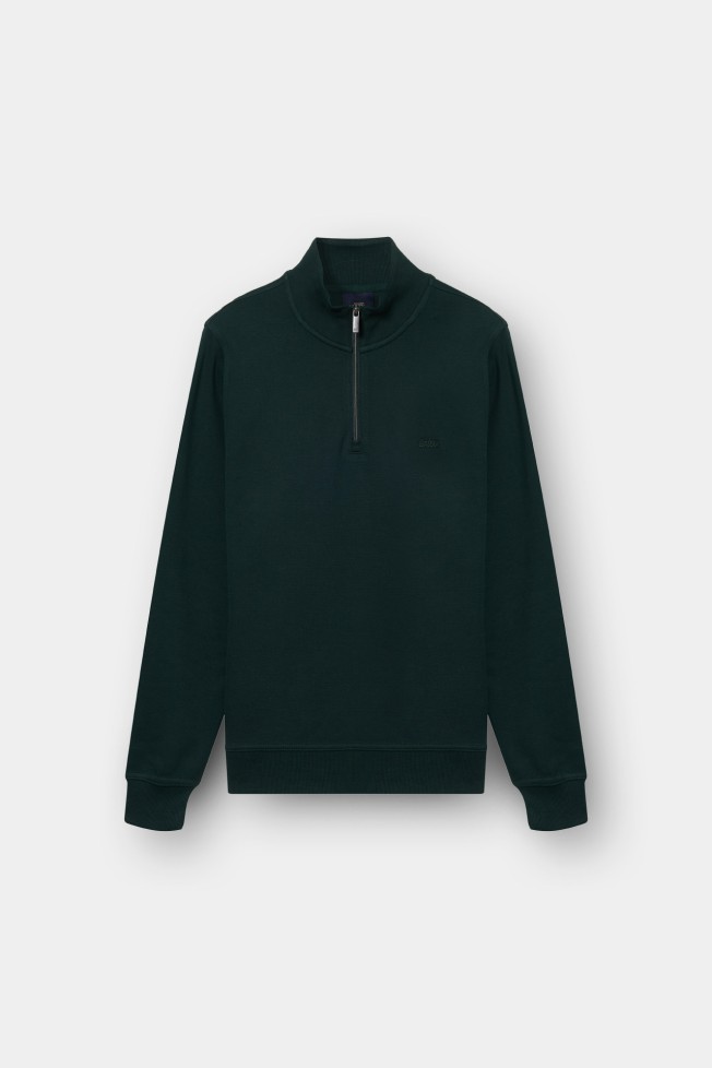 Jersey de cuello alto verde con cremallera Jersey de cuello alto verde con cremallera