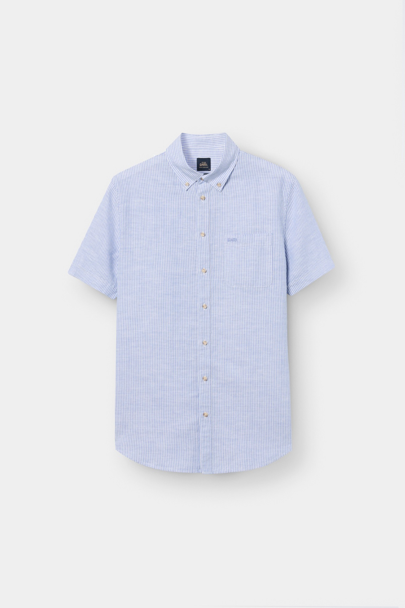 Camisa �s riscas em linho e algod�o