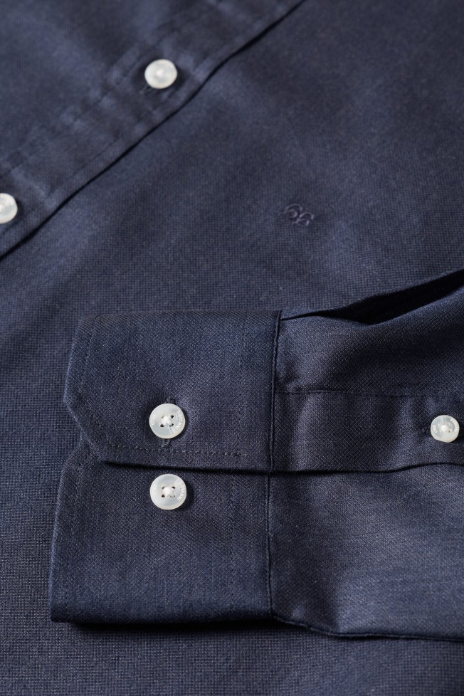 Camisa slim fit em algodão e liocel Camisa slim fit em algodão e liocel