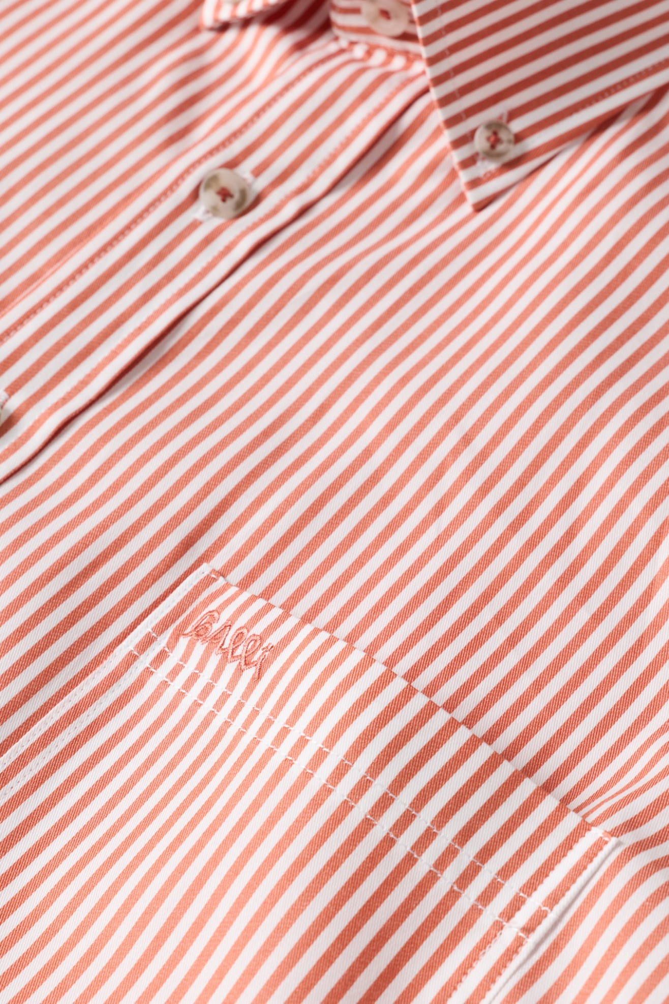 Camisa de algodón de corte regular a rayas naranjas