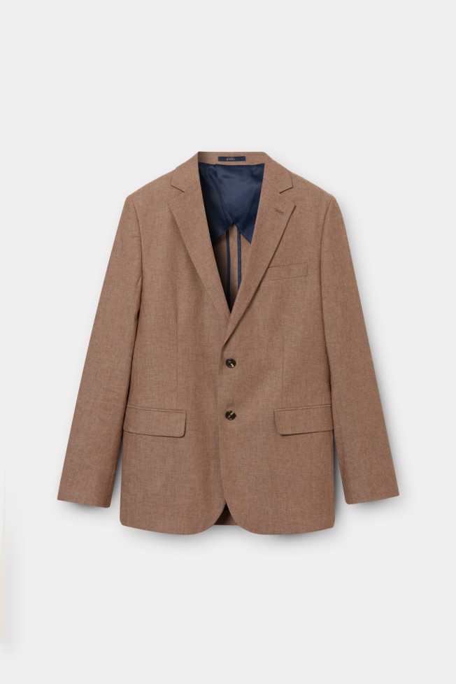 Blazer em linho e algod�o slim fit