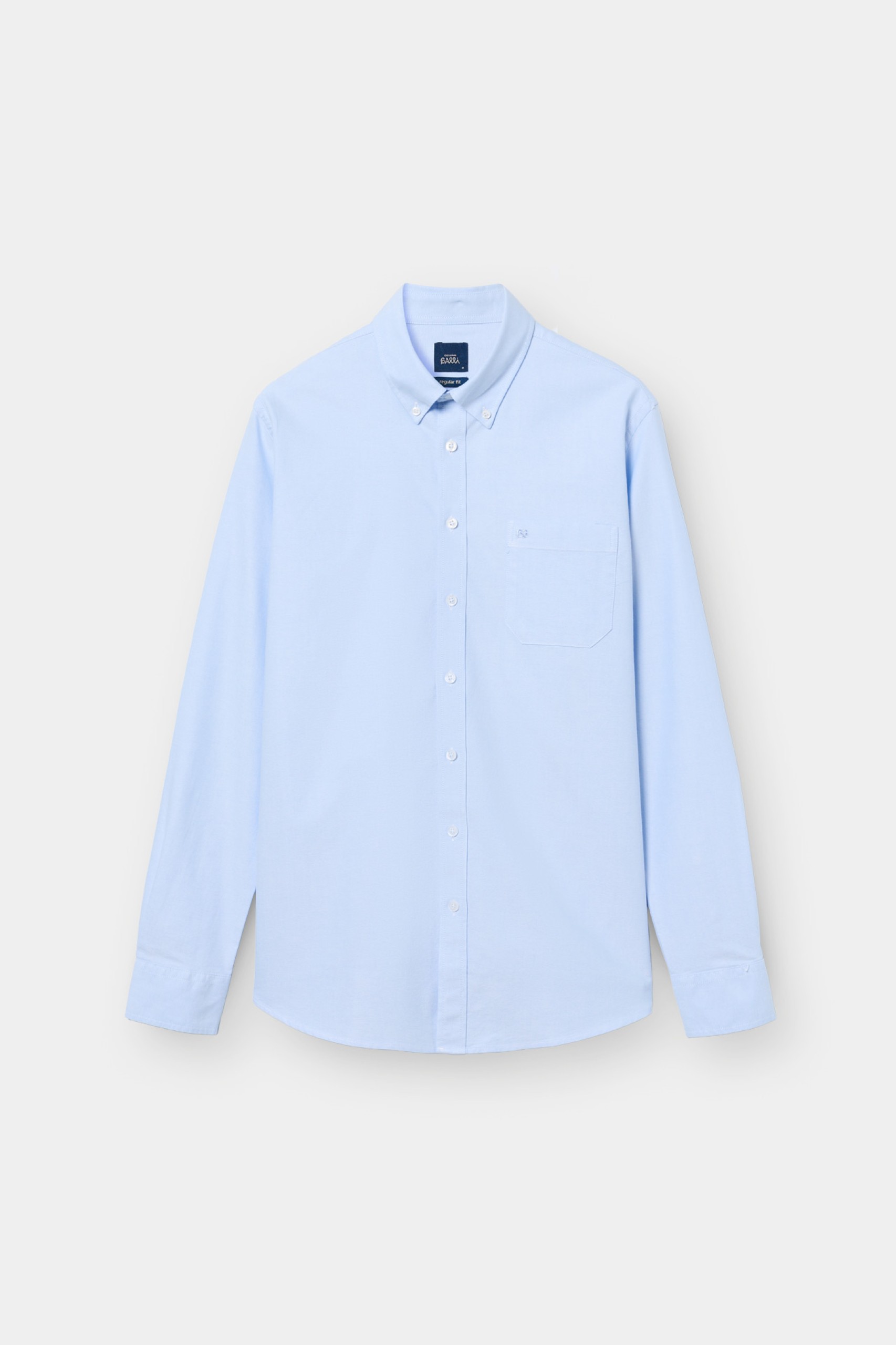 Camisa azul de algodón de corte regular