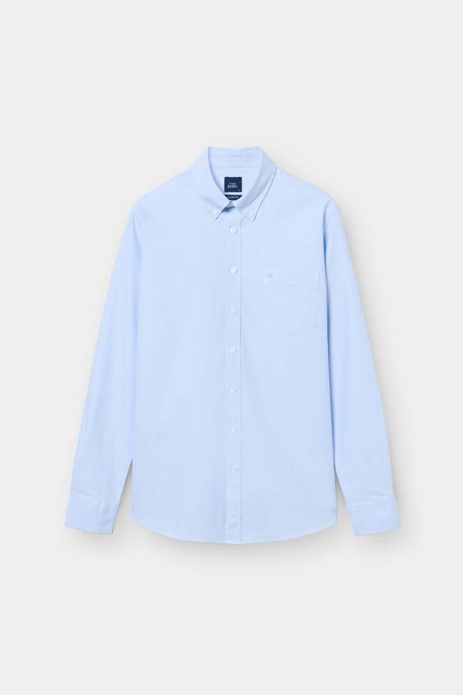 Camisa azul regular fit em algodão Camisa azul regular fit em algodão