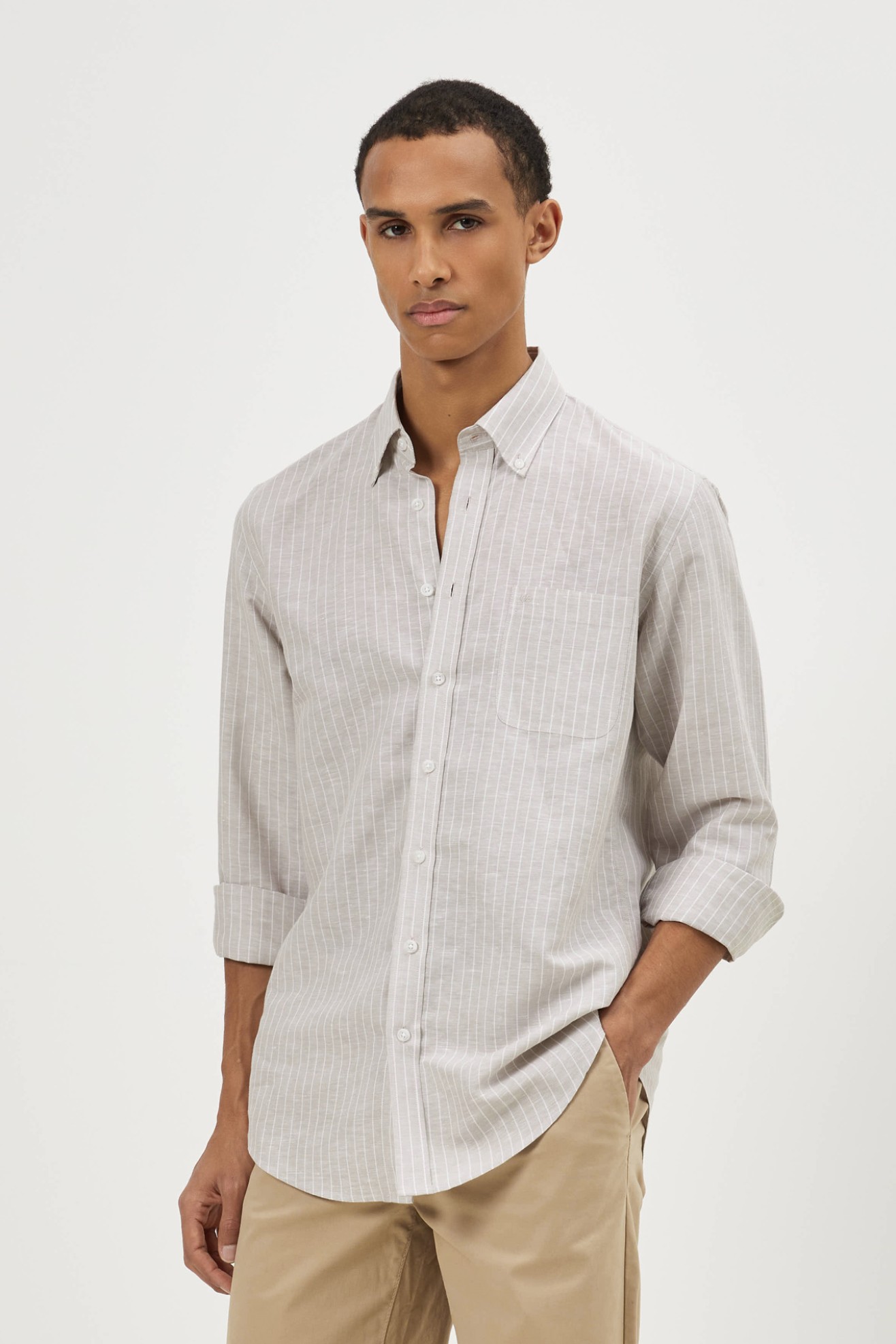 Camisa �s riscas regular fit