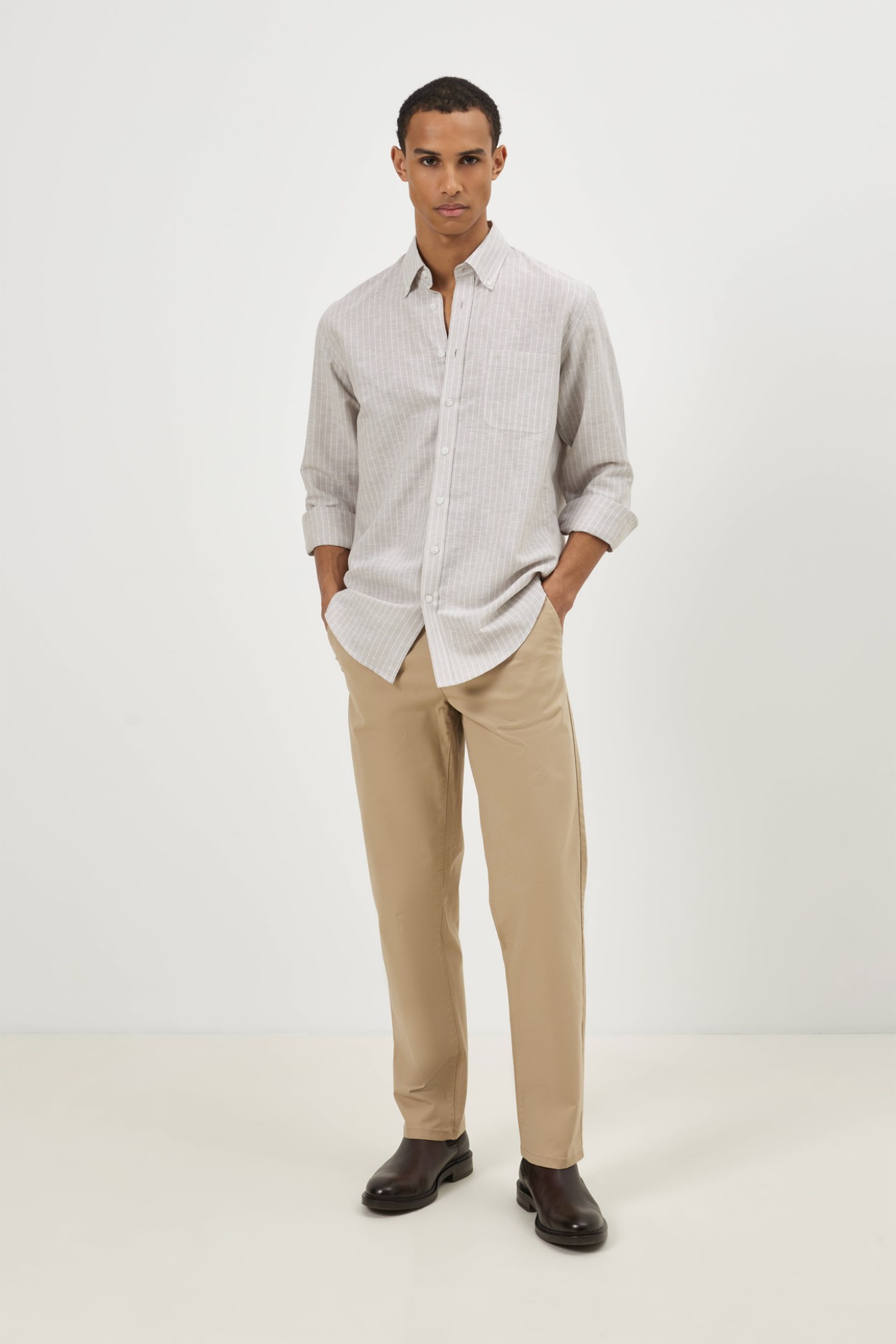 Camisa �s riscas regular fit