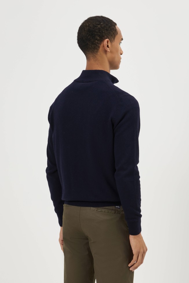 Camisola malha com lã em azul-marinho Camisola malha com lã em azul-marinho