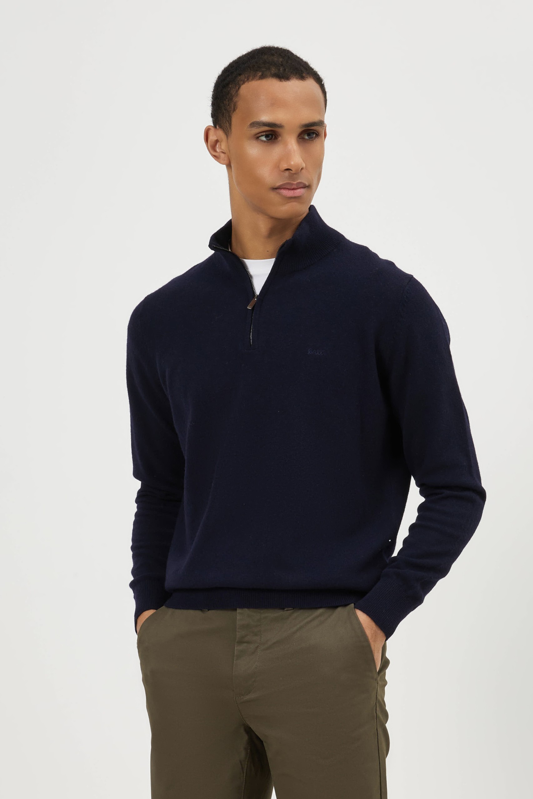 Jersey de punto de lana azul marino