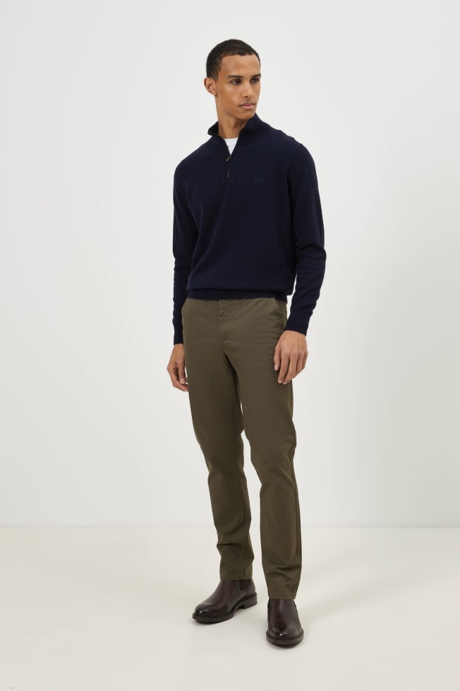 Camisola malha com lã em azul-marinho Camisola malha com lã em azul-marinho
