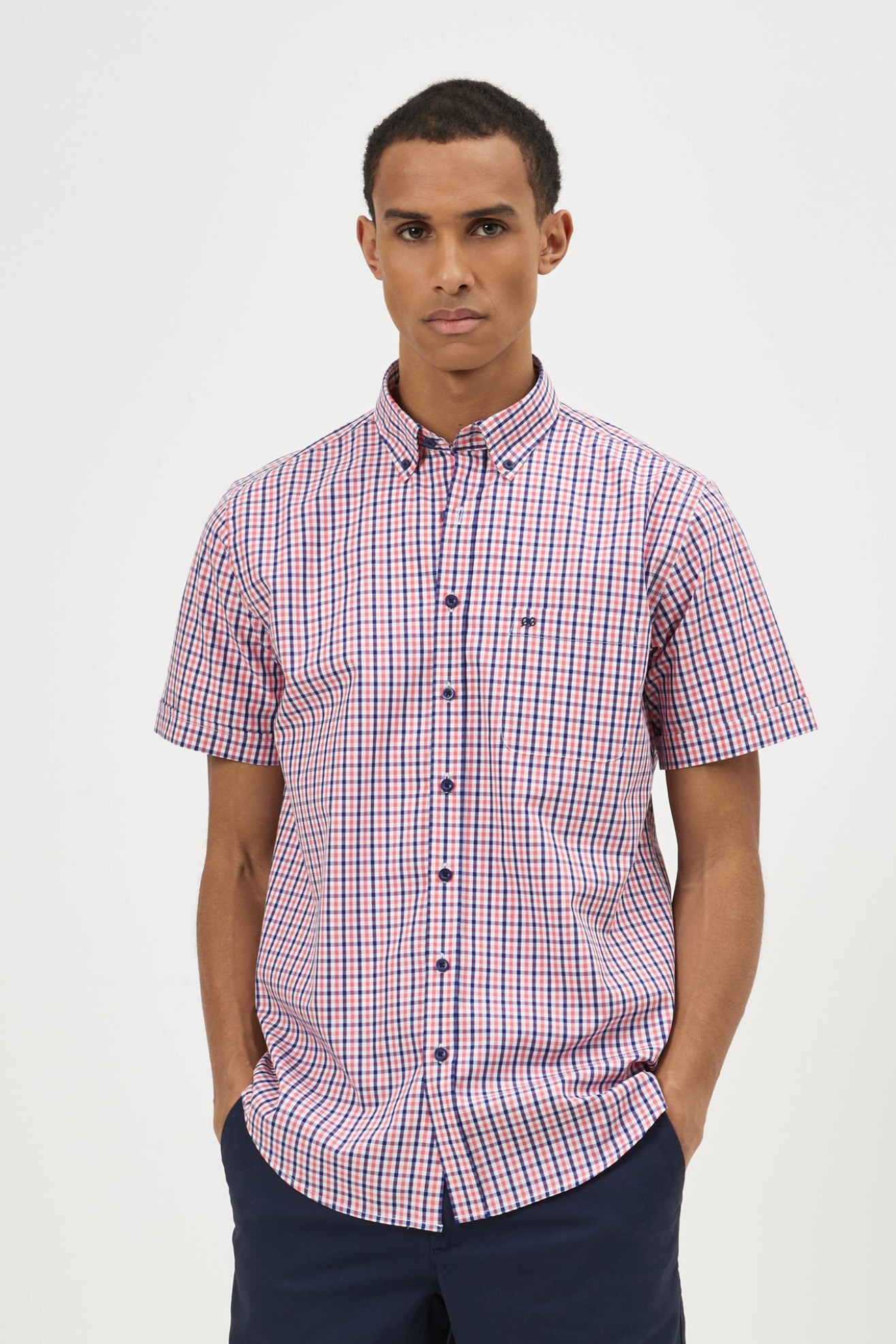 Camisa de cuadros de manga corta