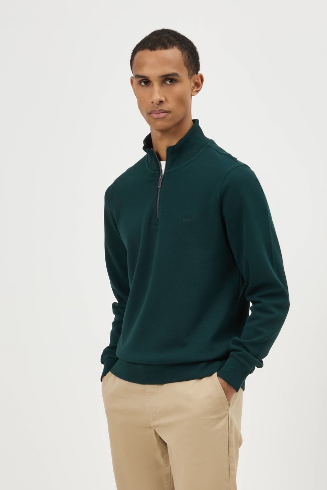 Jersey de cuello alto verde con cremallera Jersey de cuello alto verde con cremallera