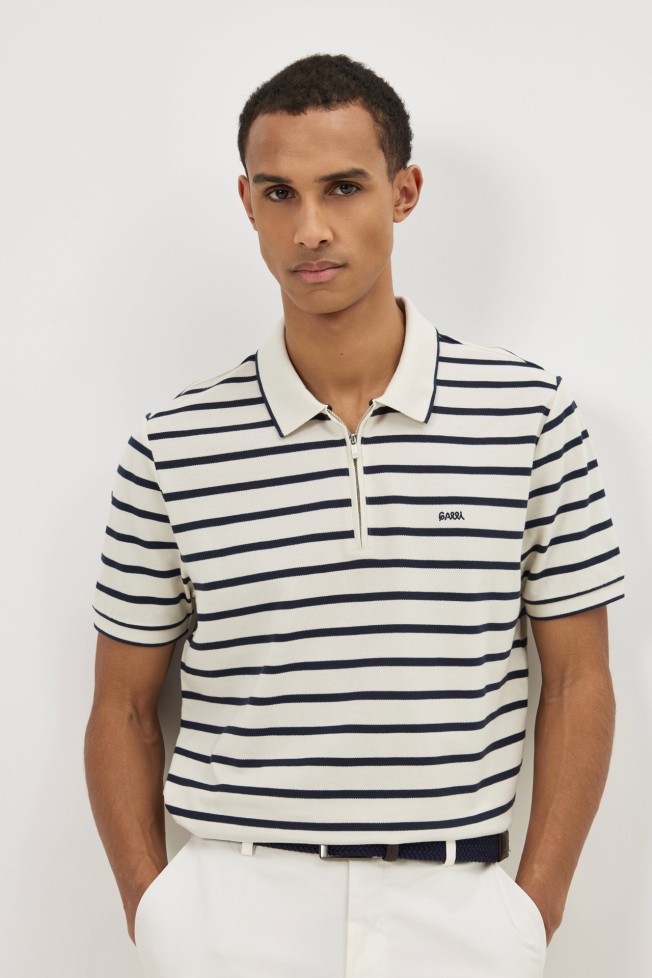 Polo �s riscas em malha piqu�