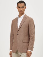 Blazer em linho e algod�o slim fit