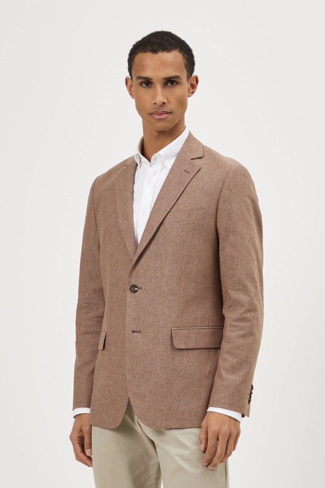 Blazer em linho e algod�o slim fit