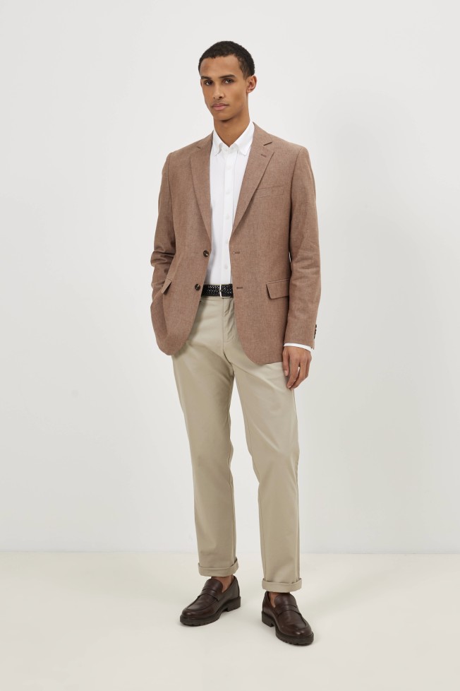 Blazer em linho e algod�o slim fit