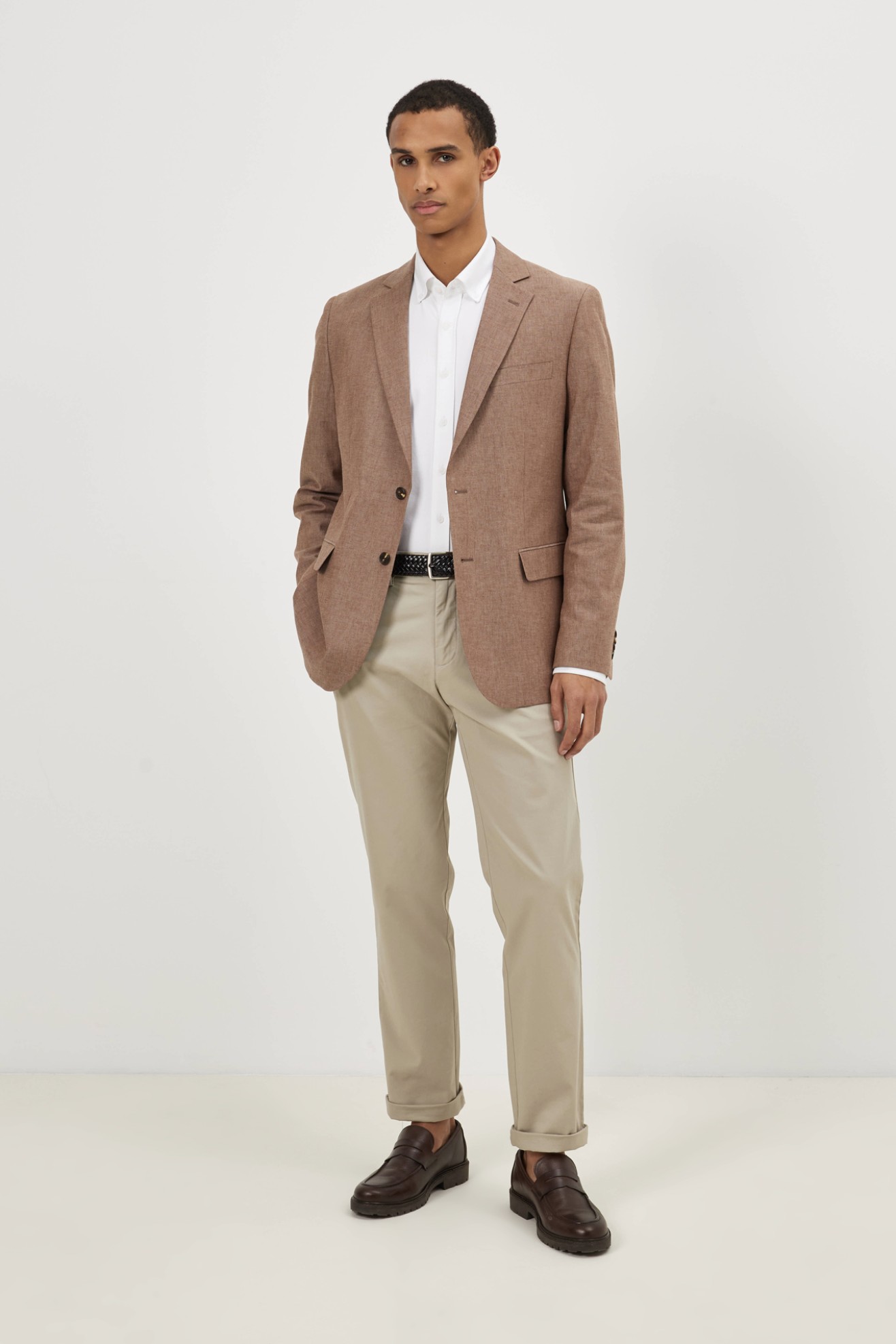 Blazer em linho e algod�o slim fit