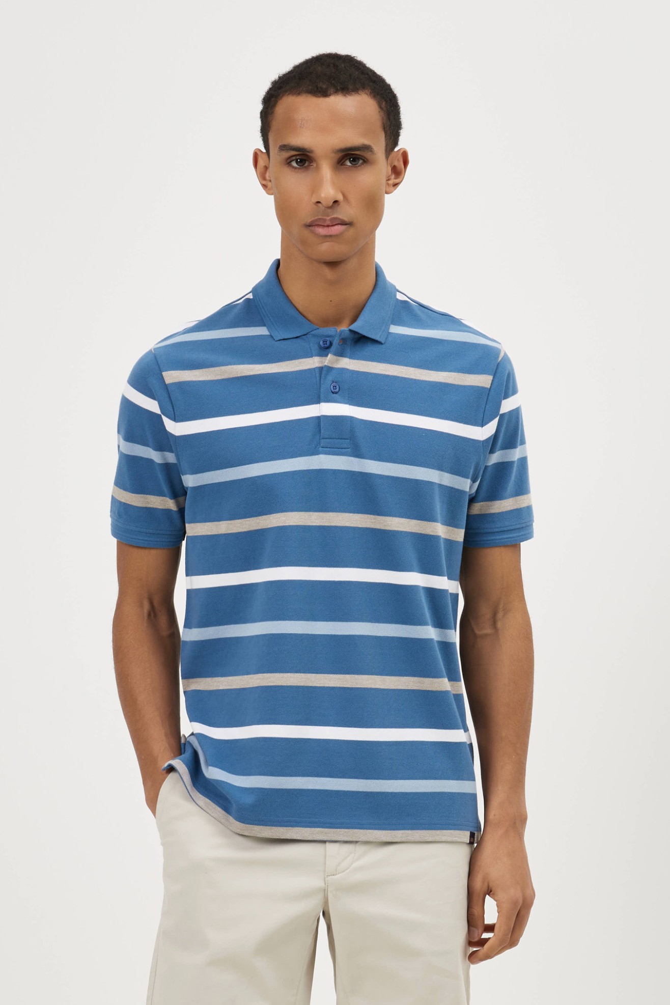 Polo de rayas en algodón
