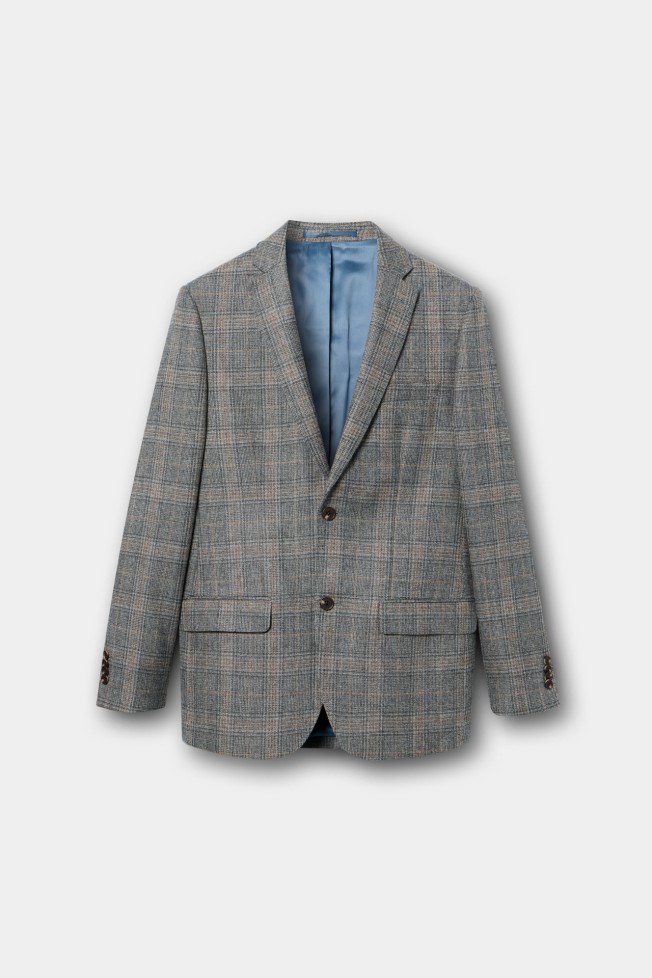 Blazer xadrez regular fit em lã Blazer xadrez regular fit em lã