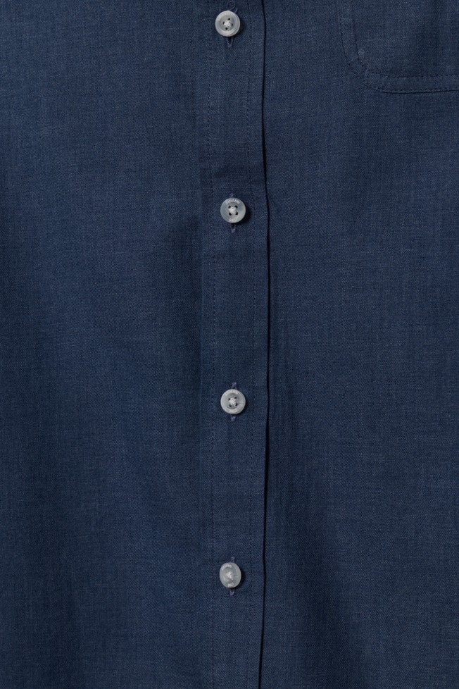 Camisa regular fit algodão em azul Camisa regular fit algodão em azul