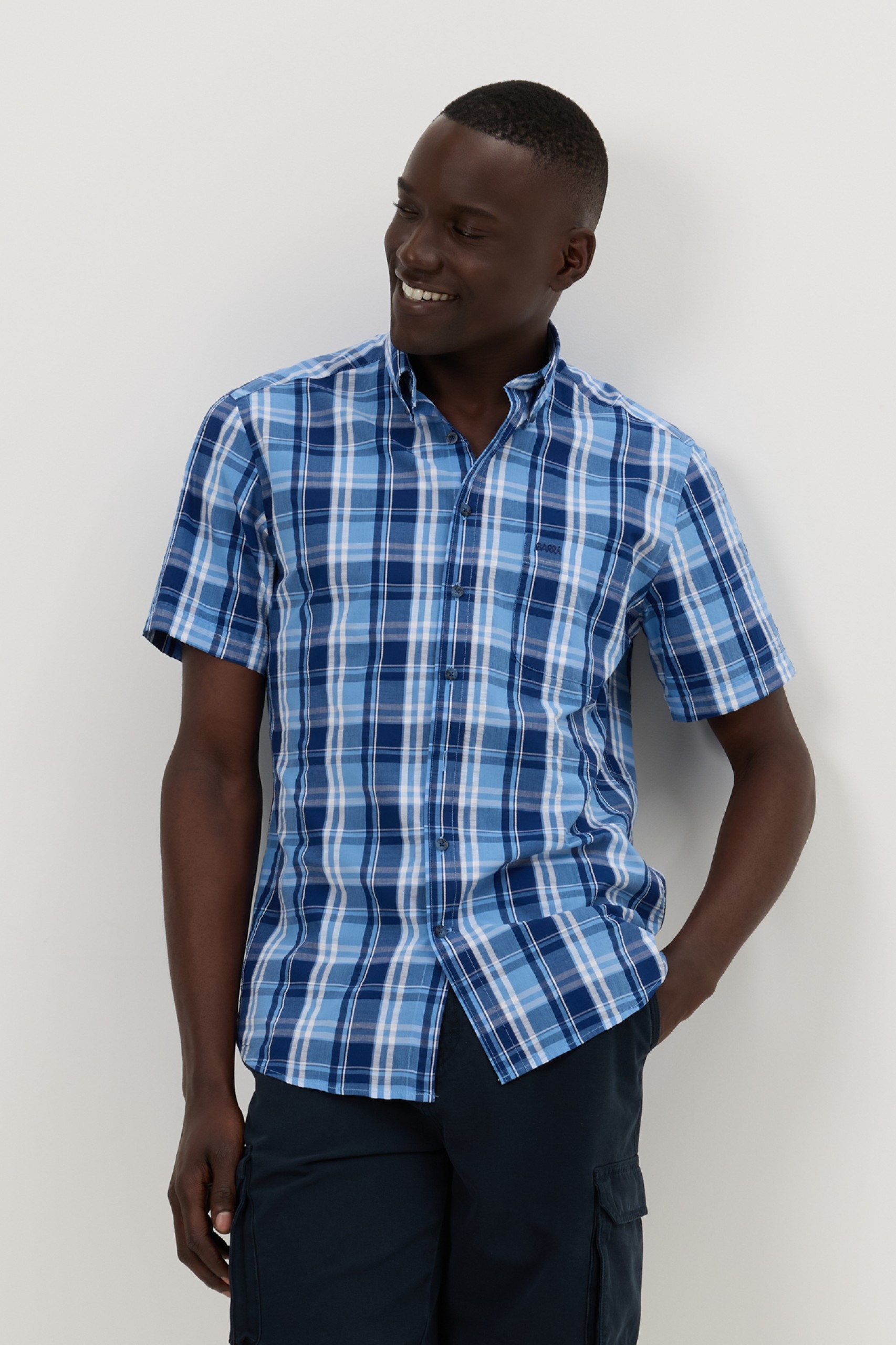 Camisa de cuadros de corte regular en algodón