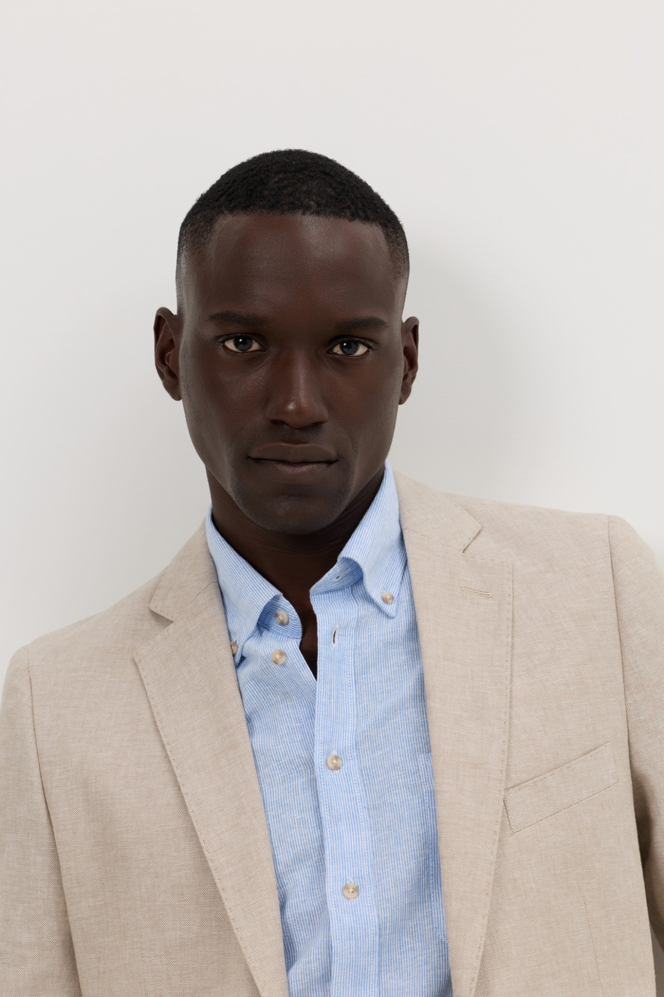 Blazer em linho e algod�o slim fit Mix & Match