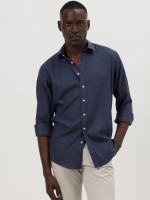 Camisa slim fit em algod�o e liocel