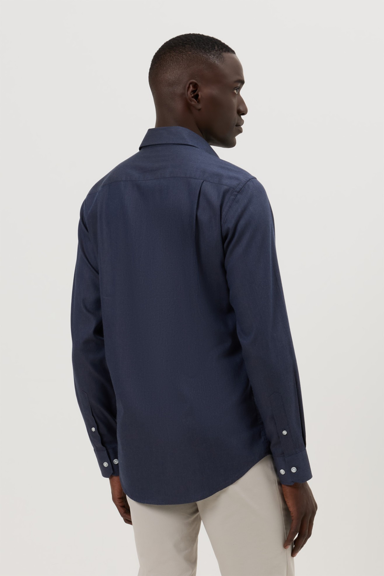 Camisa slim fit em algod�o e liocel