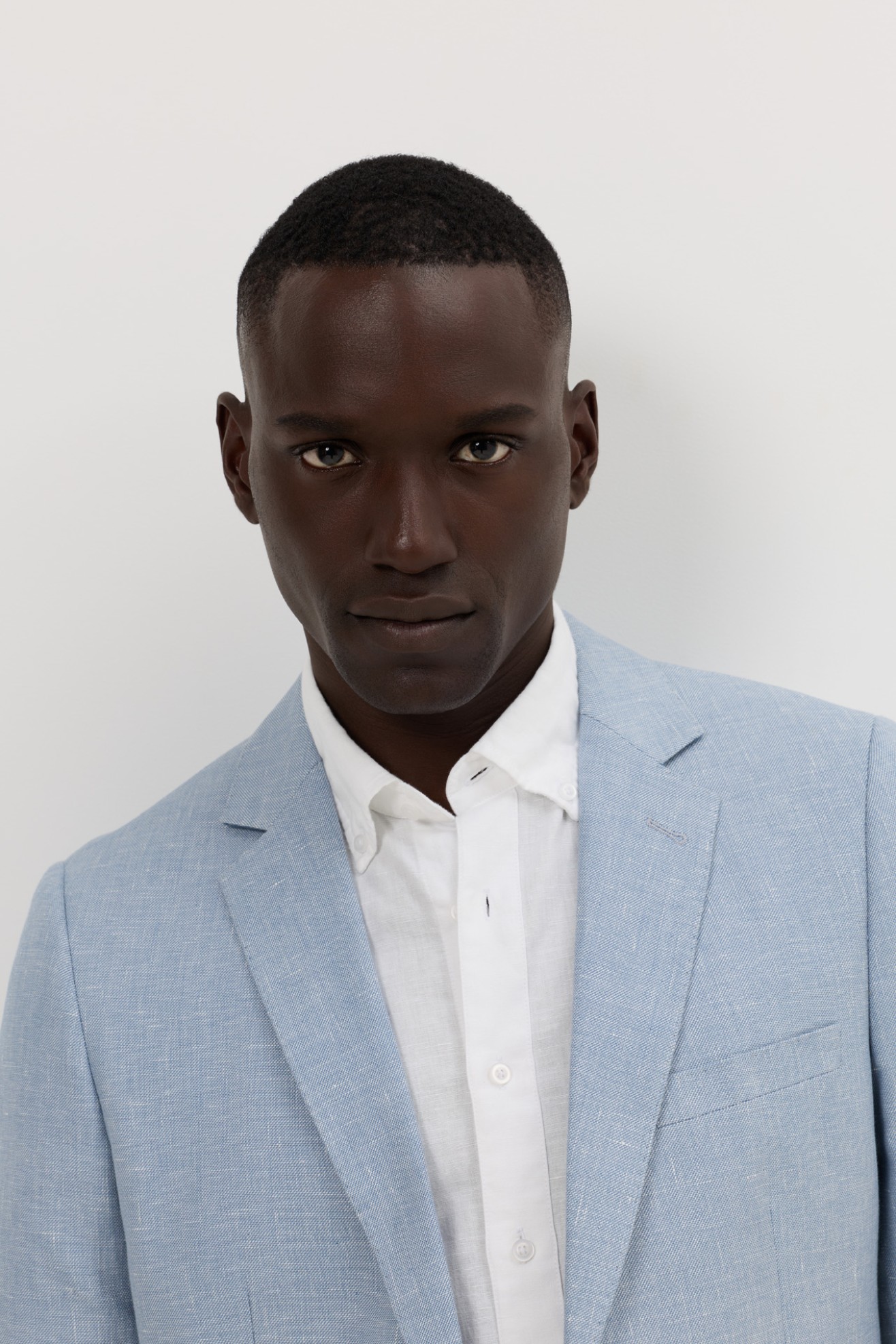 Blazer em linho e algod�o slim fit