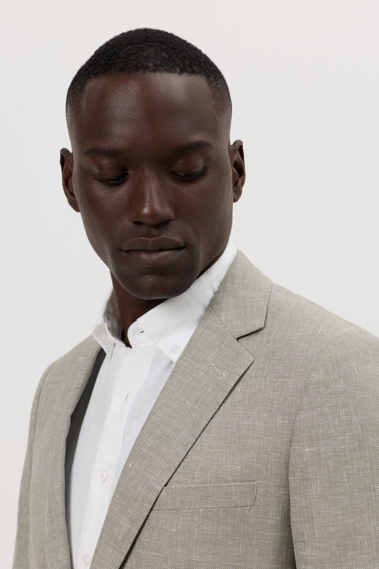 Blazer em linho e algod�o slim fit