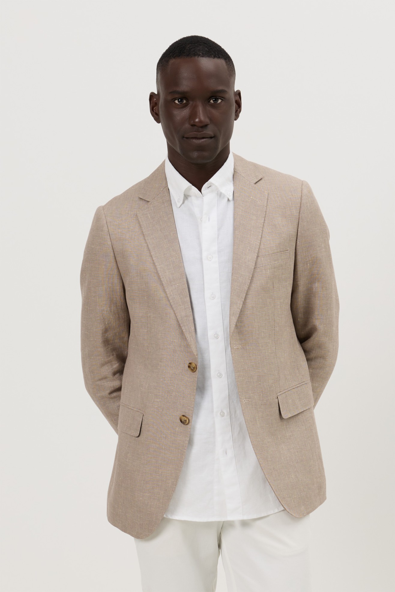 Blazer em linho e algod�o slim fit