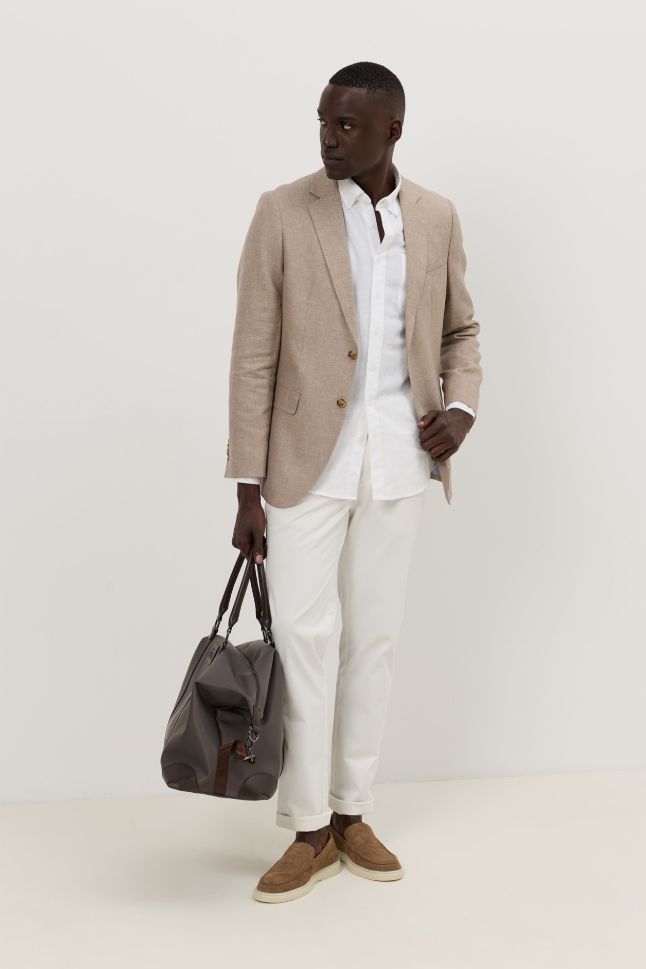 Blazer em linho e algod�o slim fit