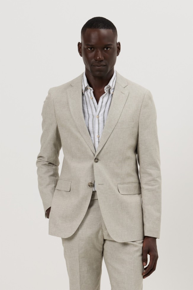 Fato cl�ssico em algod�o e linho slim fit