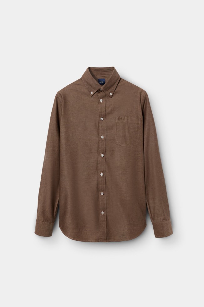 Camisa de algodón de corte regular en marrón Camisa de algodón de corte regular en marrón
