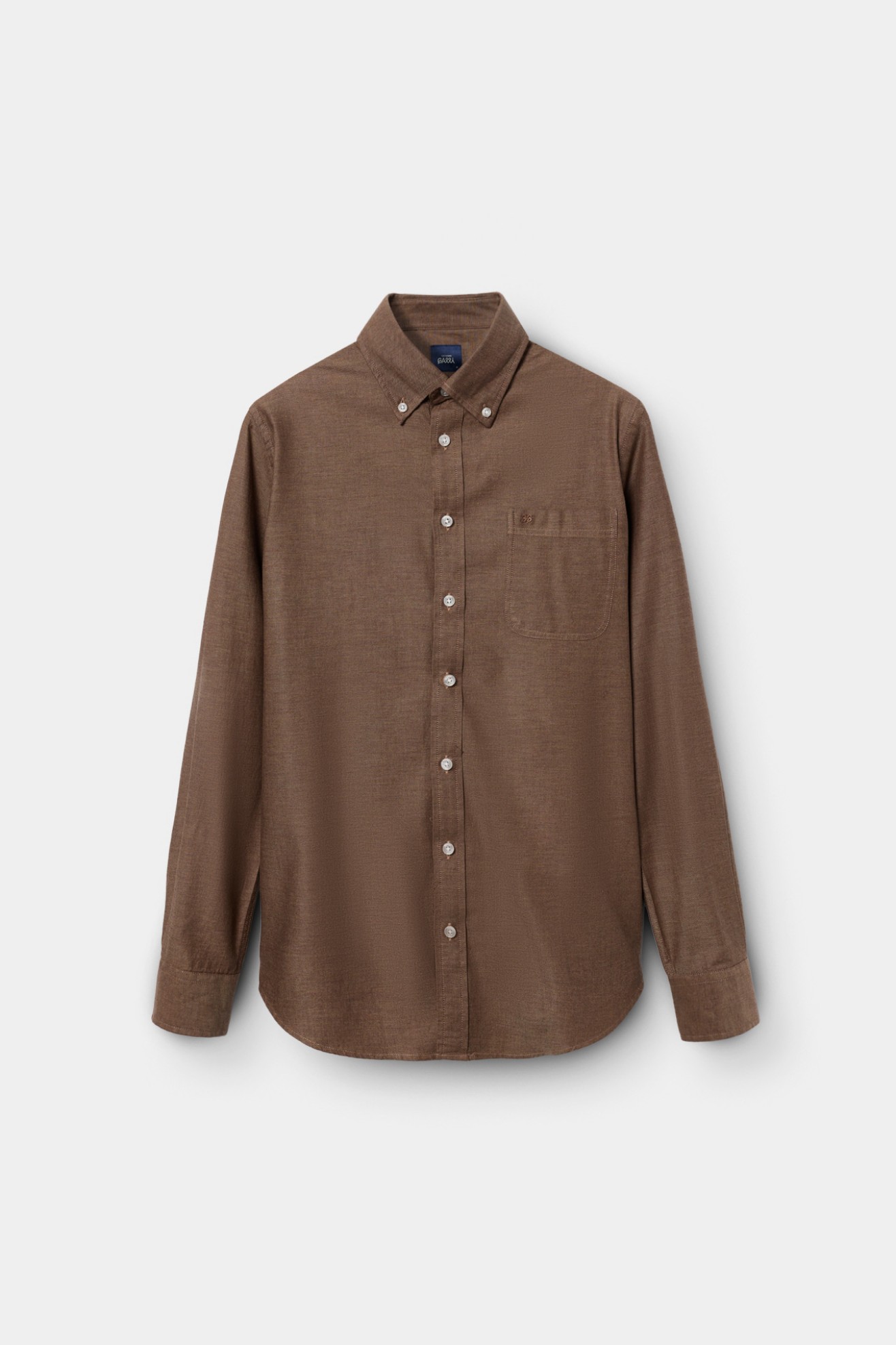 Camisa regular fit algod�o em castanho