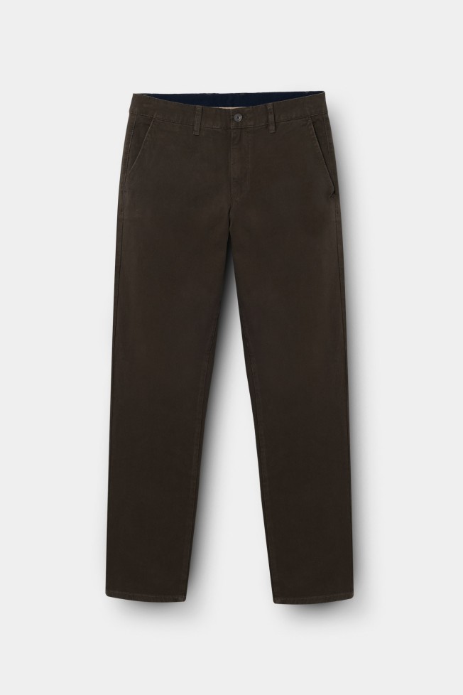 Calças chino comfort regular fit caqui-escuro Calças chino comfort regular fit caqui-escuro