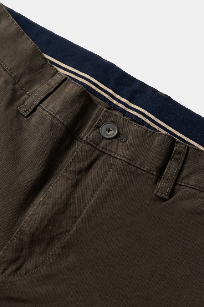 Calças chino comfort regular fit caqui-escuro Calças chino comfort regular fit caqui-escuro