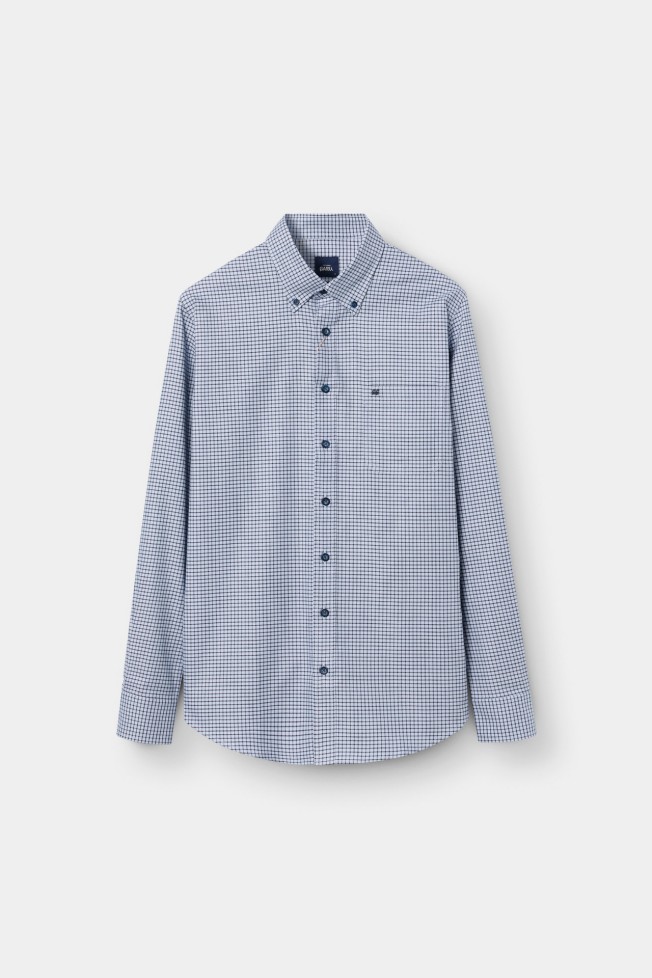 Camisa aos quadrados regular fit azul Camisa aos quadrados regular fit azul