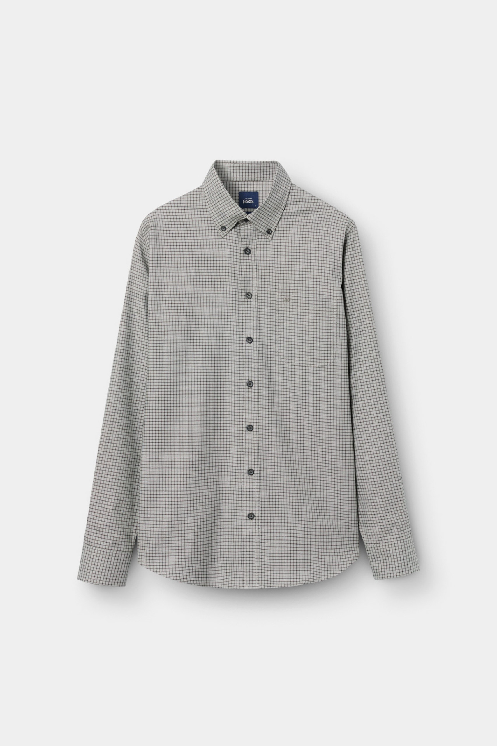 Camisa a cuadros color caqui de corte regular
