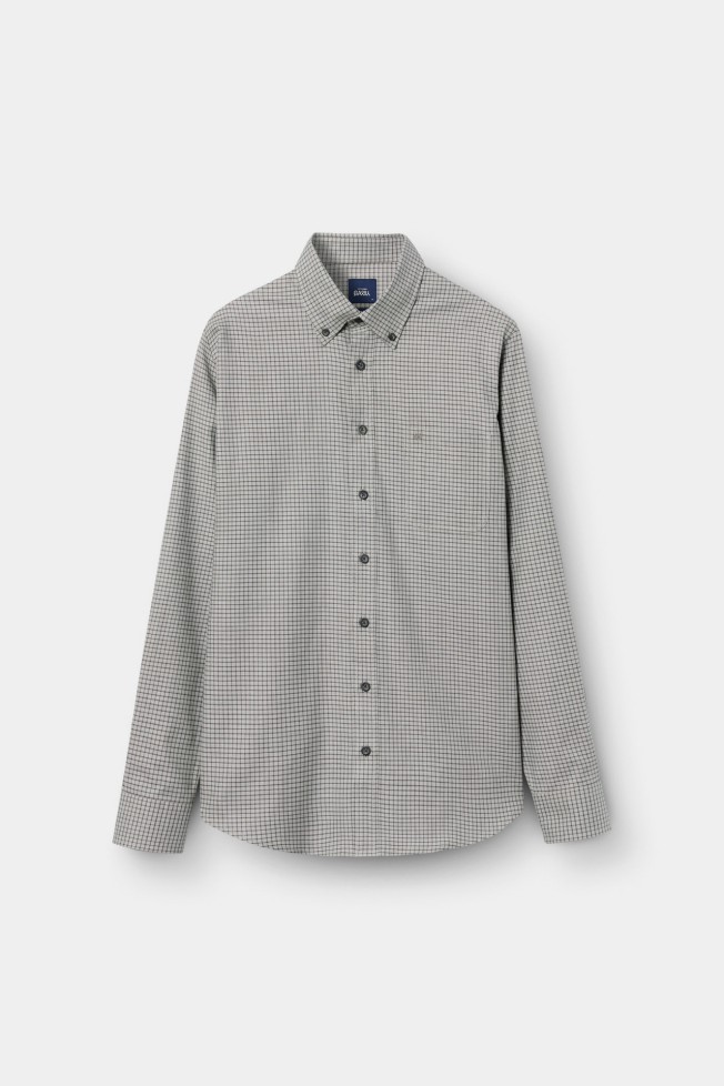 Camisa aos quadrados regular fit caqui Camisa aos quadrados regular fit caqui