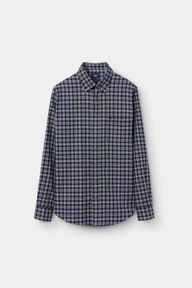 Camisa aos quadrados azul-marinho