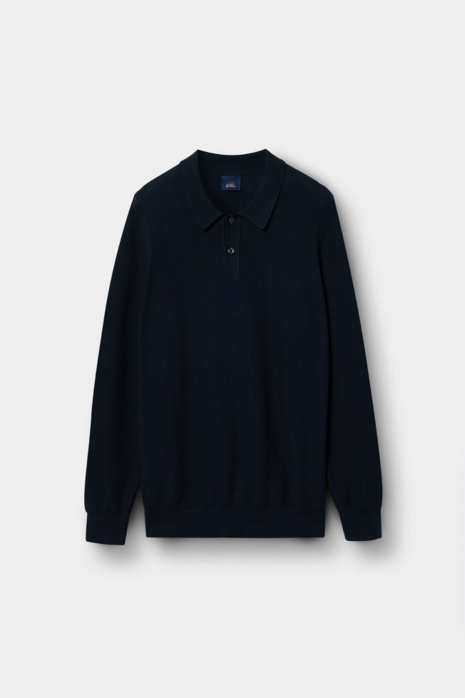 Polo de malha tricotada azul-marinho Polo de malha tricotada azul-marinho