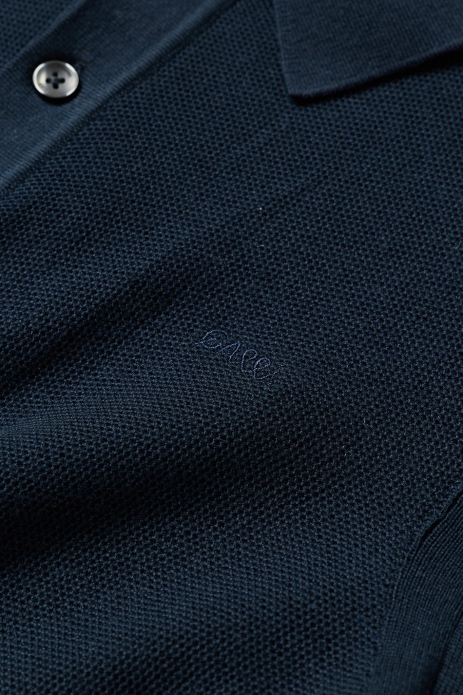 Polo de malha tricotada azul-marinho Polo de malha tricotada azul-marinho